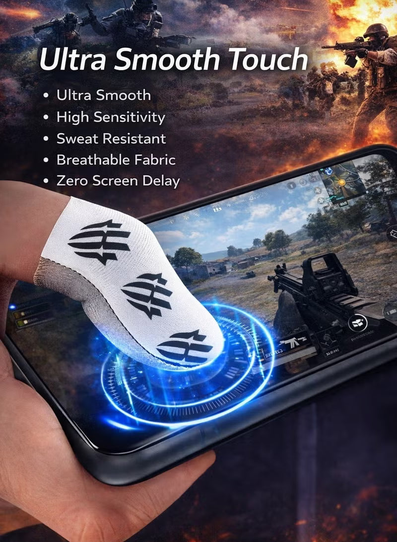 RedMagic 4 Gaming Finger Sleeves, Sweatproof Gaming Gloves Fingertip Silvercloth – Pro Finger Sleeves for Mobile/iPad Gaming ( 2 Pair - 4 pcs)