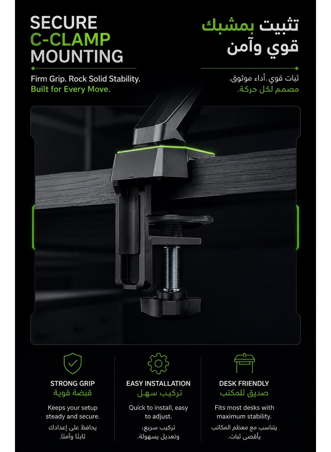 Gaming Monitor Arm & Single Monitor Stand, Heavy Duty RGB Desk Mount for 17–45″ Screens, Supports up to 16 kg, Full-Motion Tilt, Swivel & 360° Screen Rotation, Infinity Mirror with 20 RGB Lighting Modes, VESA 75×75 / 100×100, Built-In Cable Management