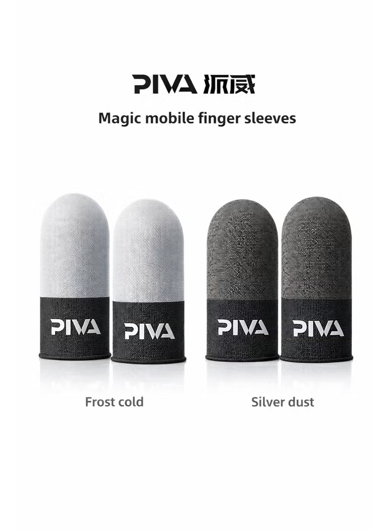 pivaPIVA Mobile Gaming Finger Sleeves – Frost Cold Silver Fiber Touchscreen Finger Cover for PUBG & FPS Games, Anti-Sweat, High Sensitivity, Smooth Control For Redmagic, Iphone, iPad, Samsung, Poco and Mobile Phones (2 Pairs / 4 PCS)