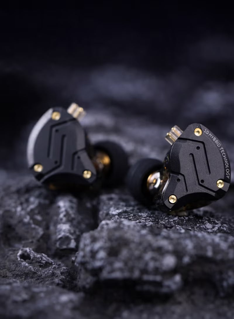 KZ ZS10 PRO X IEM original Upgraded 1DD+4BA Hybrid Driver HiFi in Ear Earphones IEM with Alloy Faceplate, Detachable Silver-Plated Recessed 2Pin Cable for Audiophile Musician DJ Stage (With Mic)