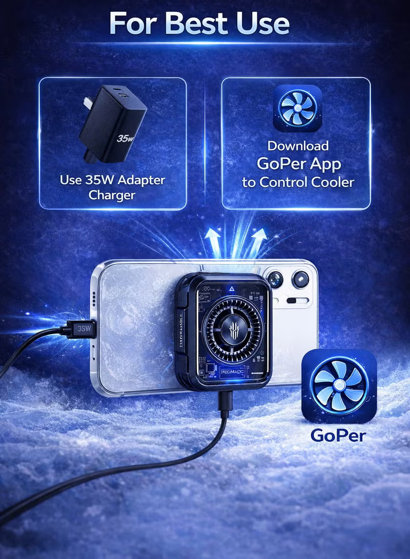 Phone Cooler RedMagic 5 – 30W Magnetic Gaming Fan with Semiconductor Heatsink | Magnetic Mobile Cooler for Android, iPhone, iPad & Tablets – Ideal for Mobile Gaming & Live Streaming