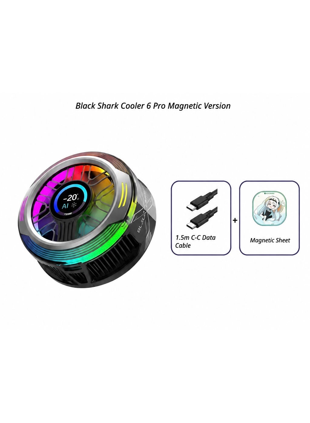Phone Cooler Black Shark 6 PRO Magnetic Phone/Tablet Cooler – 35W Ultra-Cooling Gaming Fan with 67 W Charger, Graphene Heatsink, Magnetic Mount – Powerful Cooling Fan for Smartphones, Tablets, iPad & Steam Deck (Perfect for PUBG Mobile, COD & More)