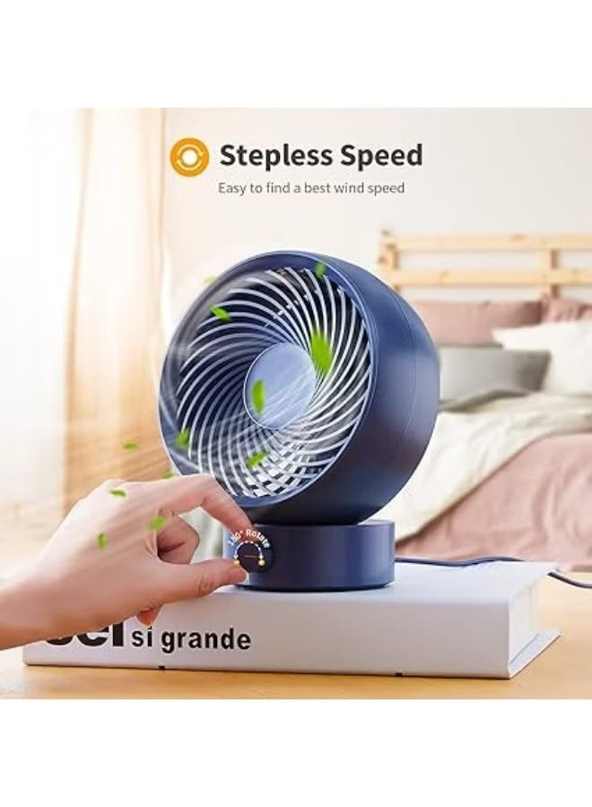 SmartDevil USB Desk Fan, Small Personal Desktop Table Fan with Strong Wind, Quiet Operation Portable Mini Fan for Home Office Bedroom Table and Desktop (Blue)