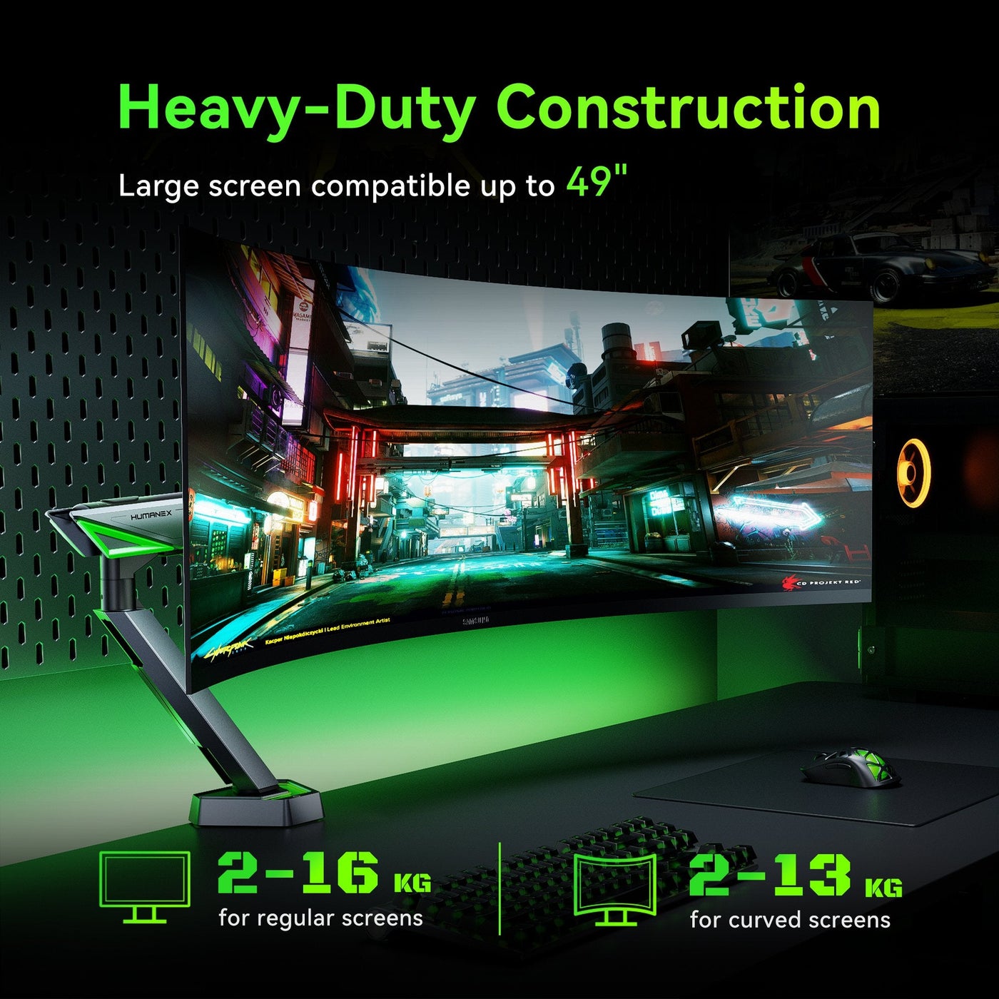 Humanex Humanex Infinity Mirror Premium Professional RGB Gaming Dual Monitor Arm
