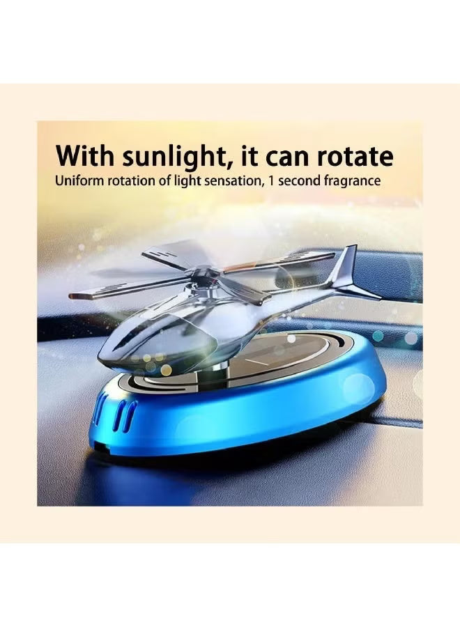 Car Air Freshener Helicopter Solar Energy Rotating Aromatherapy Aviation Al Alloy Diffuser Interior Decoration Accessories Diffuser For Car & Home Car Perfumes - INCLUDES NON SLIP MAT and AIR FRESHENER ESSENTIAL OIL