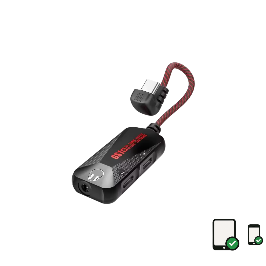 GS1 II  3in1 Gaming adapter 60W, with Adapter Type-C to 3.5mm Fast, Game Phone Sound Card Hi-Res-level Sound Quality  (LEBANON ONLY)