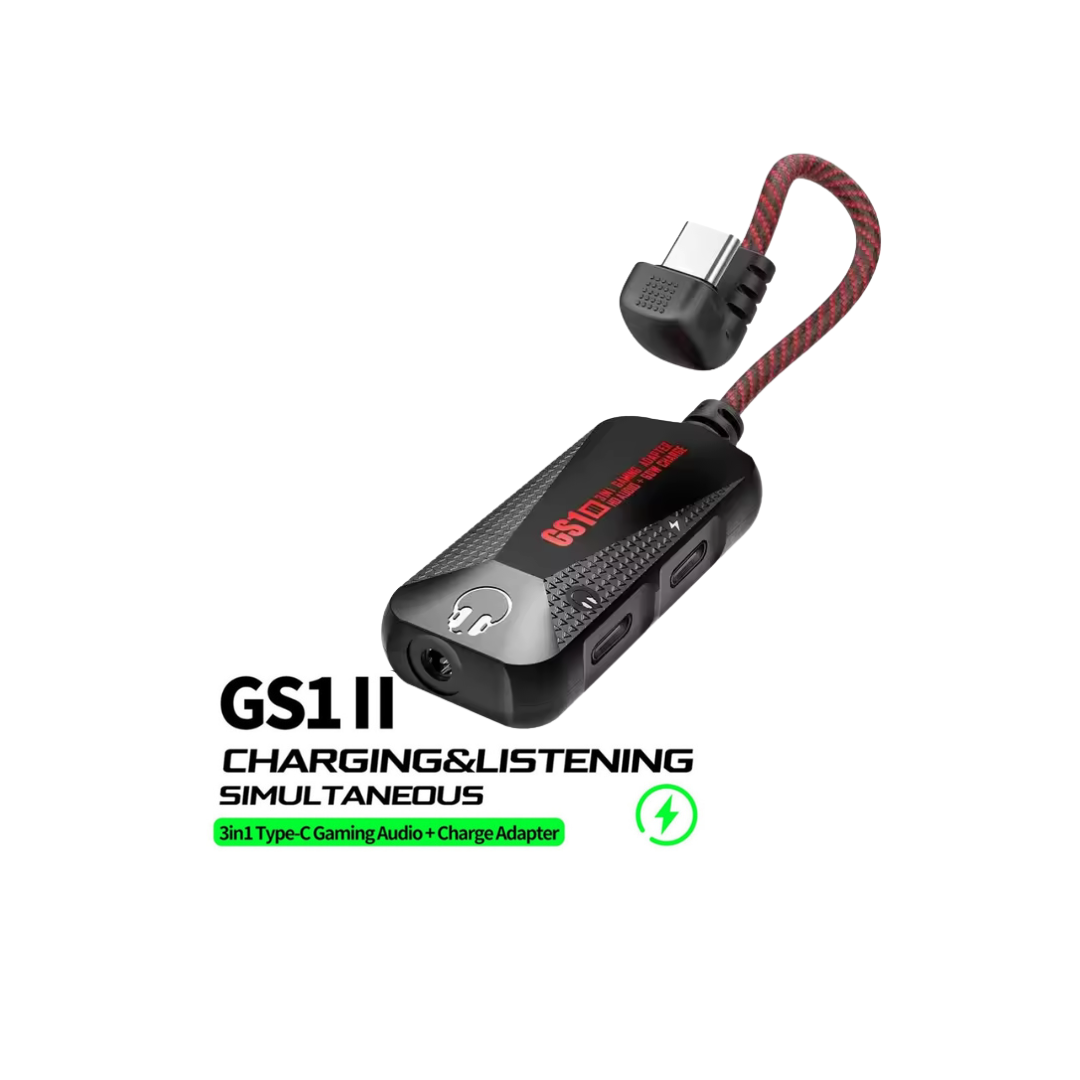 GS1 II  3in1 Gaming adapter 60W, with Adapter Type-C to 3.5mm Fast, Game Phone Sound Card Hi-Res-level Sound Quality  (LEBANON ONLY)