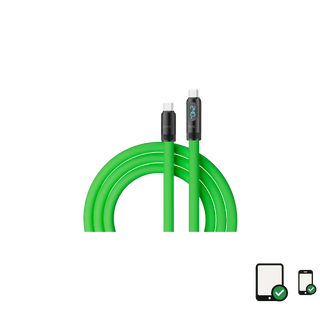 بيفا كابل Type-C إلى Type-C ذكي بشحن فائق 240W مع عرض رقمي ذكي، كابل سيليكون سائل 1.5m، نقل بيانات عالي السرعة 480Mbps للألعاب و iOS و Android
