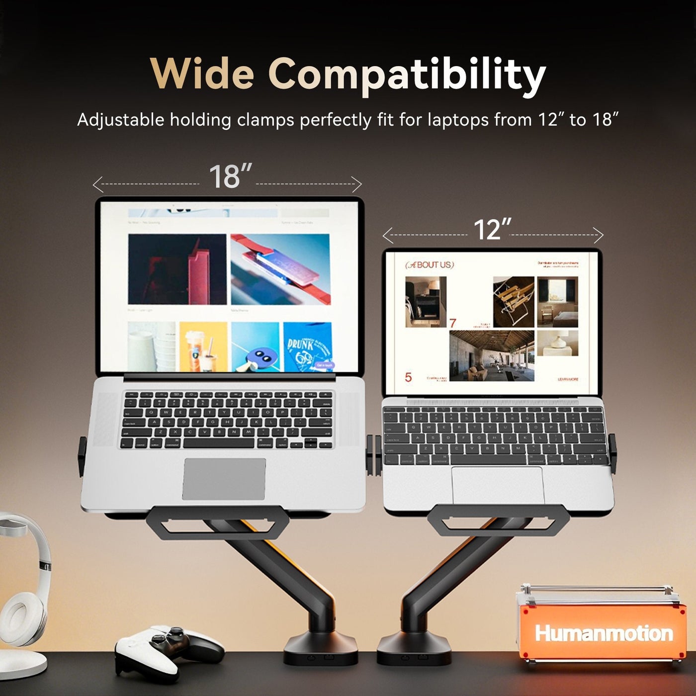 Humanex Humanex A80 Gaming Laptop Tray Holder for Monitor Arm and Desk Mount, VE
