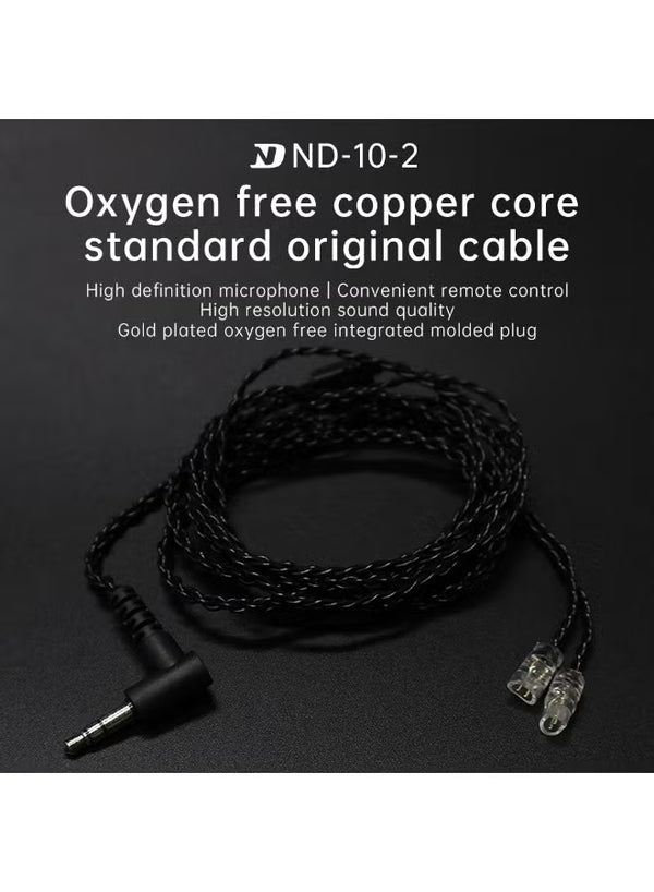 كابل صوتي ND 10-2 Hi-Fi من النحاس الخالي من الأكسجين، قابس 3.5 ملم، كابل تحسين سماعات أذن قابل للفصل ثنائي الدبابيس لسماعات مراقبة IEM، متوافق مع KZ و CCA و TRN و QKZ و CVJ