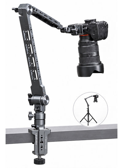LEAPLIGHT Cantilever Overhead Mount, Professional Heavy-Duty 5KG Camera Desk Arm, Aluminum Articulating Boom Stand with 360°/270° Multi-Angle Adjustment, Arca Clamp & NATO Rail for DSLR, Mirrorless Camera, Phone, iPad, Overhead Shooting