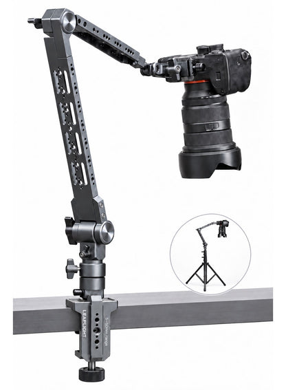 LEAPLIGHT Cantilever Overhead Mount, Professional Heavy-Duty 5KG Camera Desk Arm, Aluminum Articulating Boom Stand with 360°/270° Multi-Angle Adjustment, Arca Clamp & NATO Rail for DSLR, Mirrorless Camera, Phone, iPad, Overhead Shooting