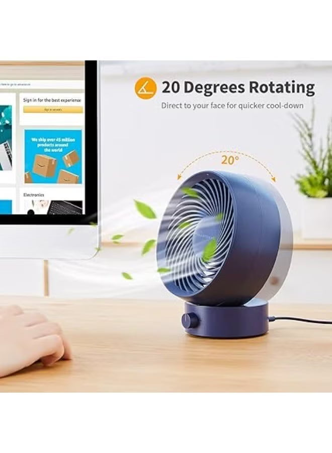 SmartDevil USB Desk Fan, Small Personal Desktop Table Fan with Strong Wind, Quiet Operation Portable Mini Fan for Home Office Bedroom Table and Desktop (Blue)