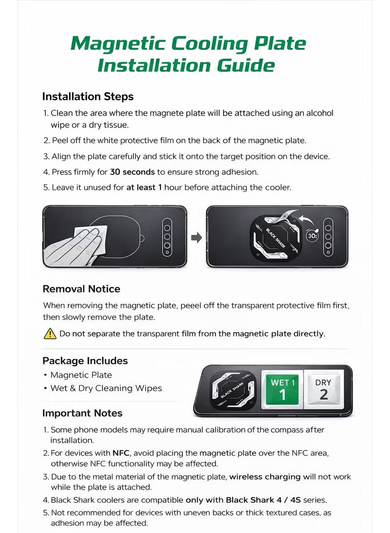 Magnetic Suction Sheet for Cell Phone Cooler by Black Shark, for Phones, 2 pcs Thermally Conductive Steel Plate with Strong Adhesive, Compatible for Most Cooling Devices or Magnetic Attachments - 2 pcs