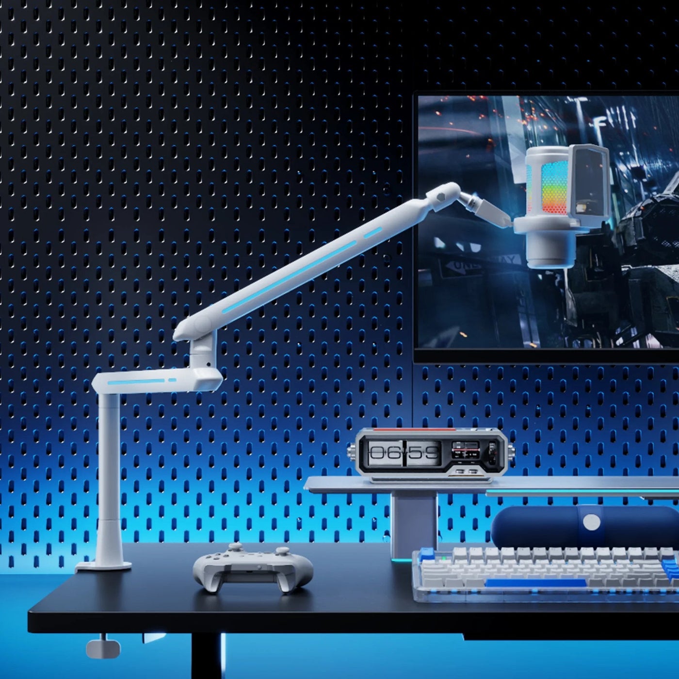 Humanex Humanex Light Pursuer RGB Gaming Microphone Boom Arm, Low Profile Desk M