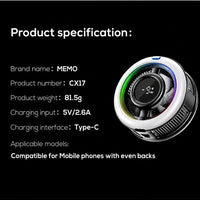 Memo CX17 Magnetic Smartphone Cooler, 15W Fast Cooling Semiconductor Radiator Fa