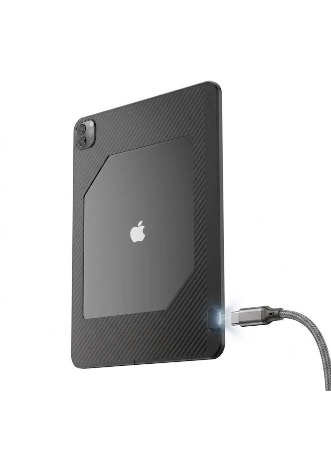 PIVA Gaming 2-in-1 iPad Protective Case with FPC Tail Plug, PD 100W Fast Charging, 10Gbps Data Transfer, 4K 60Hz Video Output, Carbon Fiber TPU Cover, Magnetic Cooler Compatible for ( iPad Pro 12.9-inch 2018->2022) ( M1/M2 )