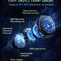 Phone Cooler Black Shark 5 Pro Magnetic Phone/Tablet Cooler – 35W Ultra-Cooling Gaming Fan with 45W Adapter, RGB LED, APP Smart Temperature Control, Detachable Handle – For iPhone, RedMagic, Samsung, Android, iPad & Tablets (Perfect for PUBG Mobile & COD)