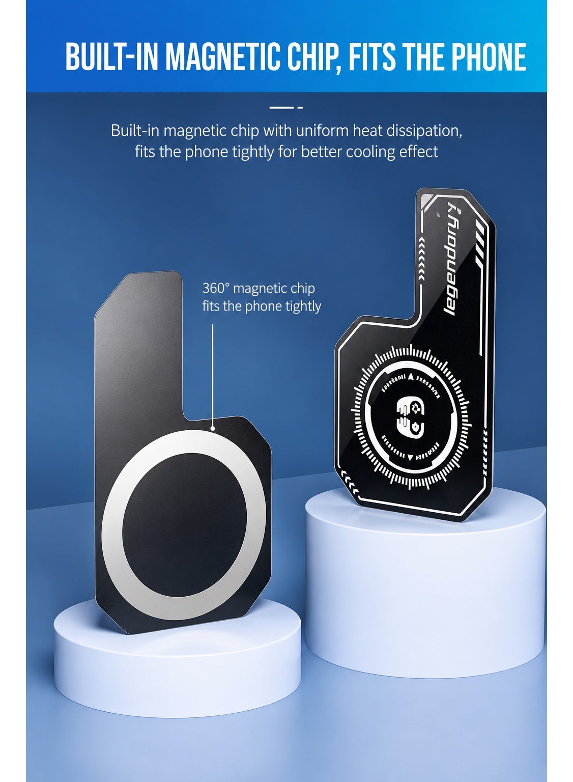 Magnetic Suction Sheet for Cell Phone Cooler by Legendary, for Phones and Tablets, Thermally Conductive Steel Plate with Strong Adhesive, Compatible for Most Cooling Devices or Magnetic Attachments for iPhone and iPad and Samsung and RedMagic