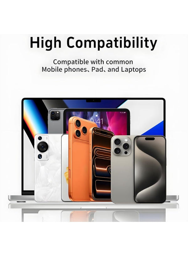 كبل حامل هاتف Basemo بقوة 240W من نوع USB-C و Type-C مع شحن سريع PD وحقيبة كبل شحن متعدد الأجهزة مع محول قابس مدمج وحامل هاتف مدمج ونقل بيانات عالي السرعة وتصميم محفوف بالخيوط متين - متوافق مع Xiaomi و Samsung و iPhone و iPad و MacBook
