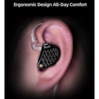 KZ AM16 IEM 16-Driver Bass Improved Armature In-Ear Monitor Earphones, HiFi Professional IEM with 3-Way Crossover, Ultra-Wide Frequency Response, 0.75 mm 2-Pin Cable, Studio-Grade Sound for Music & Gaming – Bass Improved Version with Mic