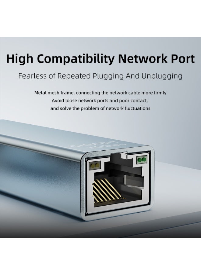 PIVA USB-C to Gigabit Ethernet Adapter, Type-C to RJ45 Cat6 Network Converter, 1000Mbps