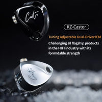 Z Castor Harman IEM Target Version IEM In-Ear Earphones – Dual Dynamic Drivers (10mm + 8mm), Tunable Sound with 4 Adjustment Switches (16 Profiles), Noise Isolating, 3.5mm, 0.75mm 2-Pin, Silver With Mic