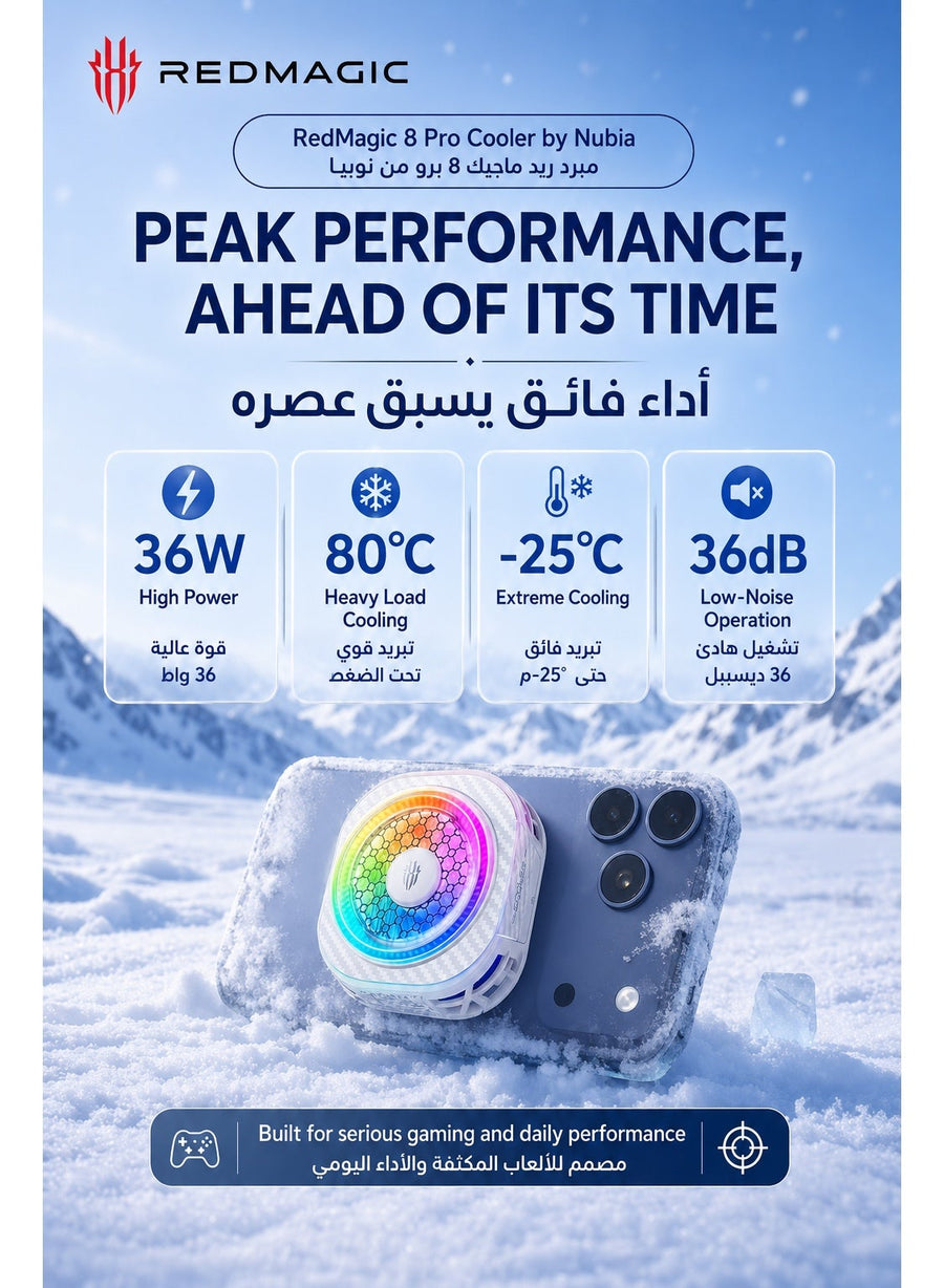 Phone Cooler RedMagic 8 Pro Magnetic Phone/Tablet Cooler – 36W Ultra-Cooling Gaming Fan with Graphene Heatsink, Magnetic Mount & Clip – Cooling Fan For iPhone, Samsung, Tablets, iPad & Steam Deck (Perfect for PUBG Mobile, COD & More), White