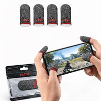 Gaming Finger Sleeves (4 Sleeves) by Nubia – Ultra-Thin & Sweatproof Silver Fiber Thumb Sleeves, Touchscreen Sensitive - for PUBG Mobile, COD, Fortnite & More (4 Sleeves)