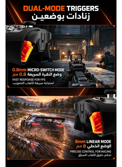 Wireless Gaming Controller MOJHON Storm 2 TMR Edition, 2000Hz PC & Switch Gamepad with 4096-Level TMR Joysticks, Hall + Micro Switch Triggers, 16 Mechanical Buttons, 4 Programmable Back Buttons, RGB & Charging Dock for PC, Switch, iOS & Android