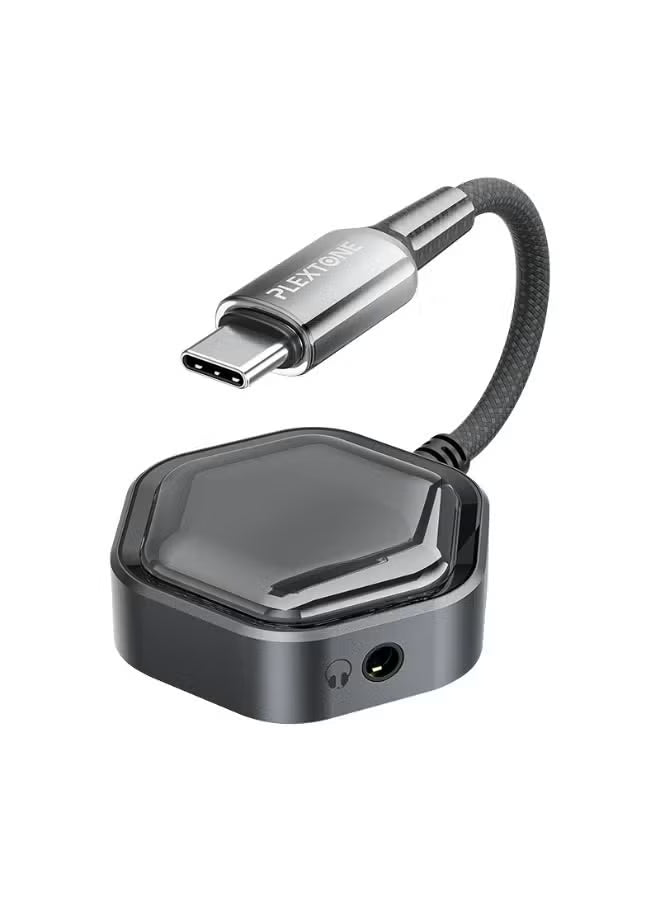 PLEXTONE GS1 Pro Gaming Adapter & Converter Dongle, 2-in-1 USB-C to 3.5mm AUX Audio Adapter with 60W Fast Charging, Hi-Res Earphone Sound Converter with Mic Support – Compatible with RedMagic, iPad, iPhone, Samsung, Android Phones, Laptops & Gaming Device