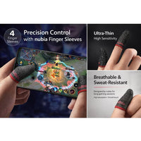 Gaming Finger Sleeves (4 Sleeves) by Nubia – Ultra-Thin & Sweatproof Silver Fiber Thumb Sleeves, Touchscreen Sensitive - for PUBG Mobile, COD, Fortnite & More (4 Sleeves)