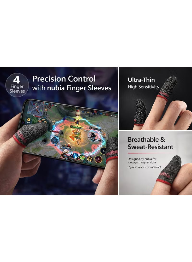Gaming Finger Sleeves (4 Sleeves) by Nubia – Ultra-Thin & Sweatproof Silver Fiber Thumb Sleeves, Touchscreen Sensitive - for PUBG Mobile, COD, Fortnite & More (4 Sleeves)