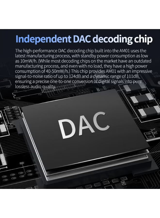M01 USB-C to 3.5mm DAC Headphone Amplifier Adapter — Universal USB-C Hi-Res Audio Decoder with Dual Independent DAC & Amplifier Chips, Supports High-Impedance Headphones up to 600Ω — Compatible with USB-C Devices (Android, iPhone 15+/iPad, Laptops & Table