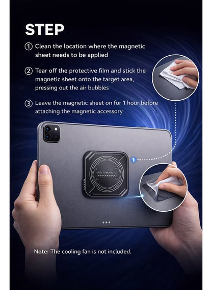 Magnetic Suction Sheet for Cell Phone Cooler by RedMagic, for Phones and Tablets, 1 pcs Thermally Conductive Steel Plate with Strong Adhesive, Compatible for Most Cooling Devices or Magnetic Attachments