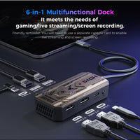 PLEXTONE GS6 Gen 2 USB-C 6-in-1 Gaming Docking Station Hub with Built-in Turbo Fan Cooling, 2K 120Hz & 4K 60Hz HDMI Output, PD 100W Fast Charging, Dual USB High-Speed Data, 3.5mm/USB/Type-C Audio Support – Compatible with iPad Pro, RedMagic, Samsung, OneP