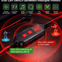PIVA S6PRO Gaming Earphones With 27 PD Charging Port, APP Control, Built-in Sound Card, 3D Surround Sound, RGB Lighting, For iPhone, RedMagic, Samsung, Mobile, PC, PS5, PS4, Xbox Series X/s, Xbox One, Nintendo Switch - Type C Red