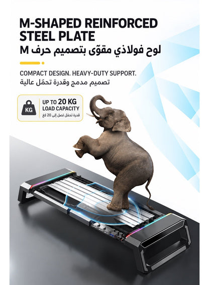Monitor Stand Riser by ICECOOREL T1, RGB Gaming Computer Monitor Stand with 4-Port USB Hub, USB 3.0 & USB 2.0, Storage Drawer, Phone & Tablet Holder, 20kg Heavy-Duty Desk Organizer for PC Laptop Monitor
