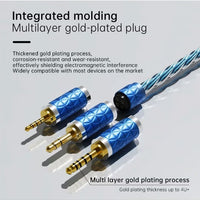 D D3 Silver-Plated Braided Earphone Upgrade Cable, Detachable Plug Replacement Cable with Interchangeable 3.5mm / 2.5mm / 4.4mm Plugs, 16-Strand 352-Core, Compatible with KZ IEMs 0.75–0.78mm