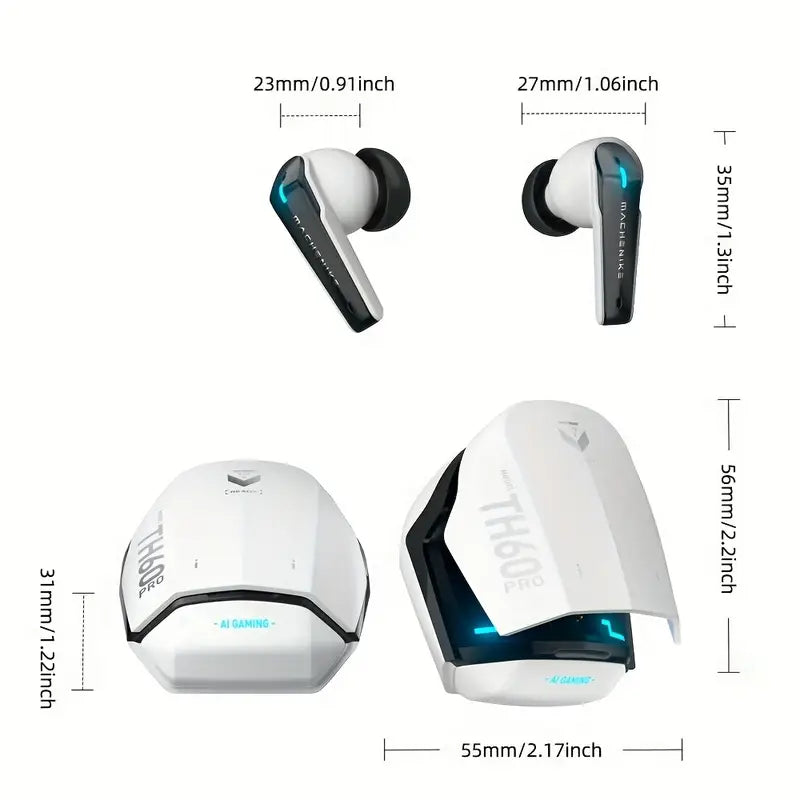 MACHENIKE TH60 PRO AI Wireless Bluetooth Headphones Translator Languages IN-Ear Gaming Earphones IPX5 Waterproof Bluetooth 5. 4 (LEBANON ONLY)