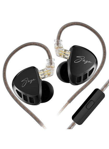 KZ Saga IEM Bass Improved Version, Wired 3.5mm HiFi In-Ear Monitor Earphones with HD Microphone and Single-Button Control, High-Performance Internal Magnetic Dynamic Driver, Deep Sub-Bass, Enhanced Midrange Vocals, Harman Curve Tuning, Immersive 360° Pano