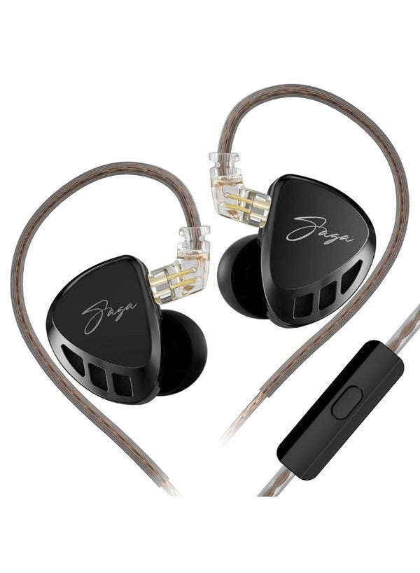 KZ Saga IEM Bass Improved Version, Wired 3.5mm HiFi In-Ear Monitor Earphones with HD Microphone and Single-Button Control, High-Performance Internal Magnetic Dynamic Driver, Deep Sub-Bass, Enhanced Midrange Vocals, Harman Curve Tuning, Immersive 360° Pano