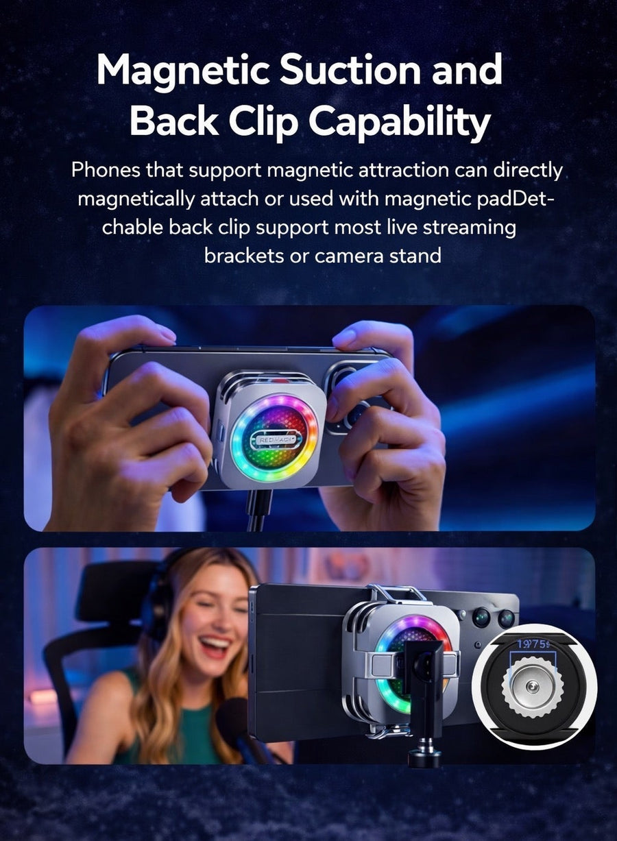 Phone Cooler RedMagic 6 Pro Magnetic Phone/Tablet Cooler – 30W Ultra-Cooling Gaming Fan with Graphene Heatsink, Magnetic Mount & Clip – Cooling Fan For Smartphones, Tablets, iPad & Steam Deck (Perfect for PUBG Mobile, COD & More)