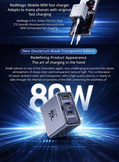 RedMagic 100W Fast Multi Charger, Three-Port Compact Design, Foldable Pins, NeoCharger 3.0, For RedMagic Astra, Nova, iPad, Tablets, iPhone, MacBook, Laptops - Includes Cable (US Version)