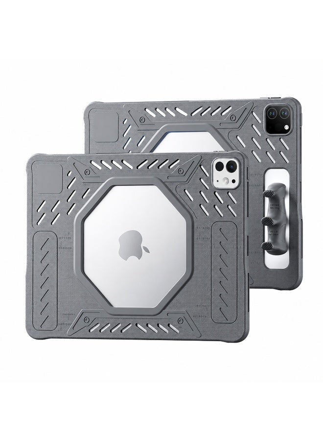 PLEXTONE GP60 Mark II Gaming Case for iPad Pro 11 Inch (2024 M4), Rugged Shockproof Tablet Case, Silicone Protective Cover with Cooling Fan Hole, Heat Dissipation Design, Anti-Slip Ergonomic Grip, Heavy Duty Drop Protection for Gaming & Work
