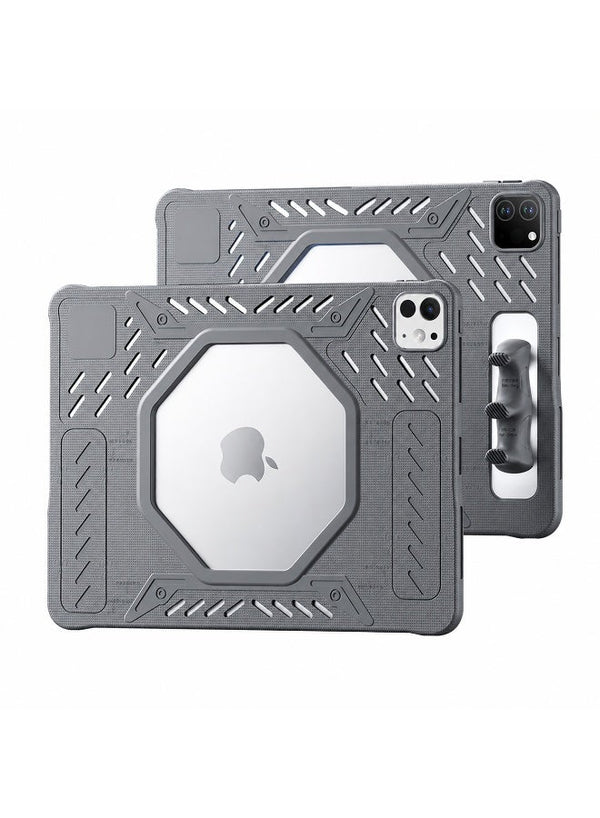 PLEXTONE GP60 Mark II Gaming Case for iPad Pro 11 Inch (2024 M4), Rugged Shockproof Tablet Case, Silicone Protective Cover with Cooling Fan Hole, Heat Dissipation Design, Anti-Slip Ergonomic Grip, Heavy Duty Drop Protection for Gaming & Work