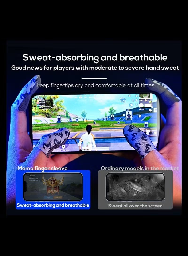 MEMO Ultra-Thin 0.3mm Gaming Finger Sleeves – High Sensitivity Silver Fiber, Sweat-Proof & Breathable, Anti-Slip for Smooth & Precise Touch Control – Includes Metal Storage Case – Compatible with iPhone, iPad, RedMagic, Samsung – Ideal for PUBG, COD & FPS