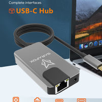 Sarafox 5-in-1 USB-C Gaming Docking Station & Hub Dongle with Gigabit Ethernet Adapter, Type-C to 3.5mm Audio, USB-A 3.1, 100W PD Fast Charging, Low-Latency Network for Gaming & Live Streaming – Compatible with RedMagic, iPad, iPhone 15/16/17 Series, Andr