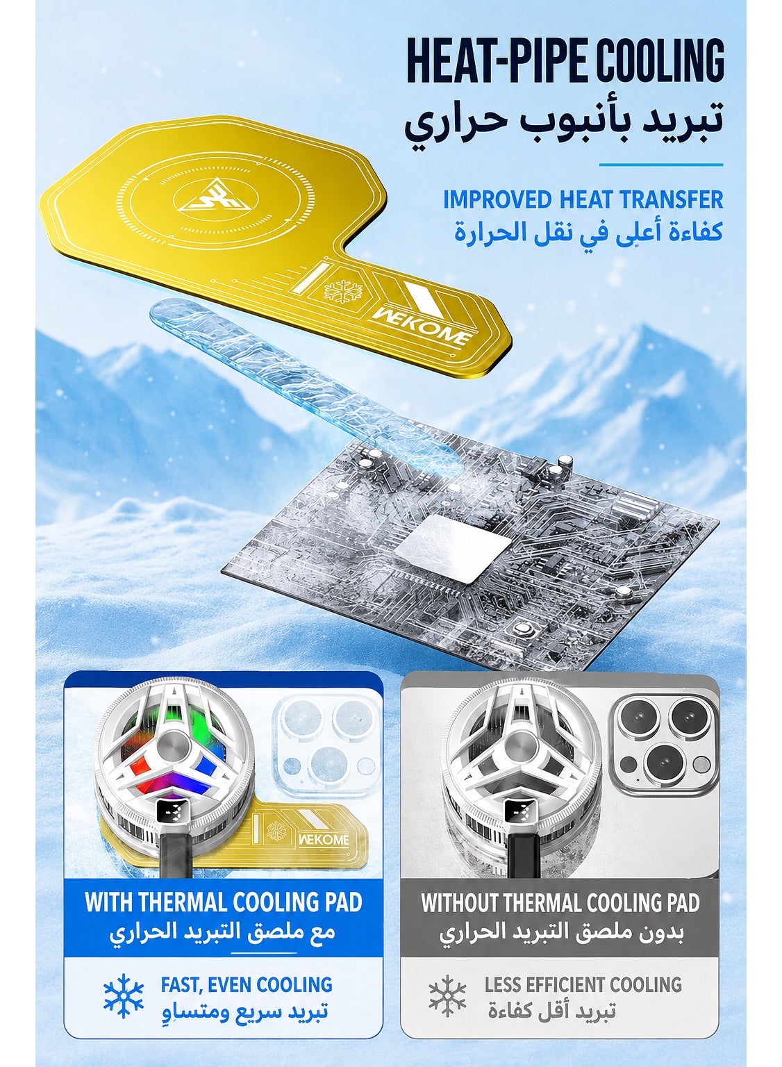 WEKOME Magnetic Suction Sheet for Cell Phone Cooler , for Phones and Tablets, Th