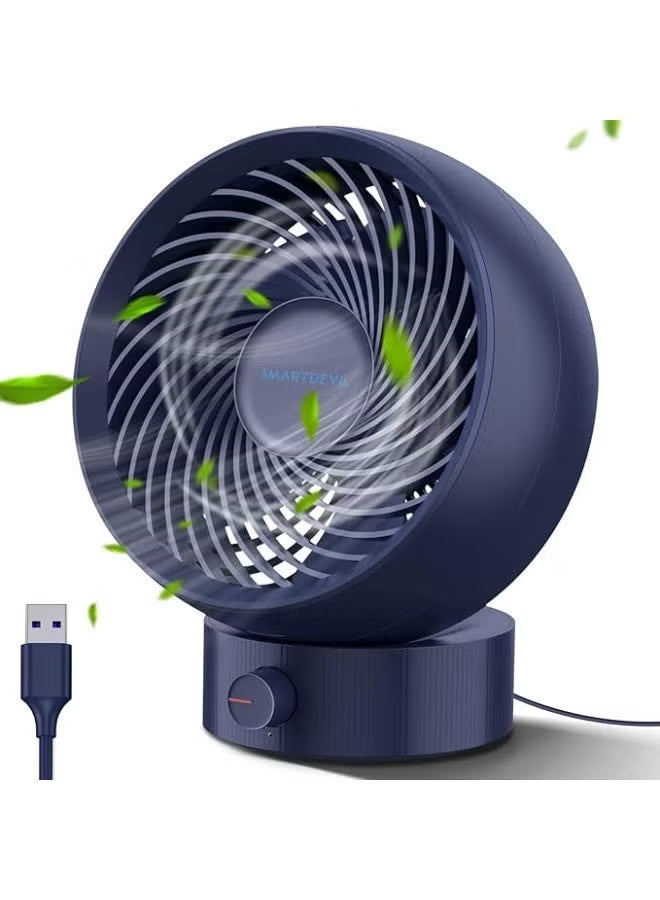 SmartDevil USB Desk Fan, Small Personal Desktop Table Fan with Strong Wind, Quiet Operation Portable Mini Fan for Home Office Bedroom Table and Desktop (Blue)